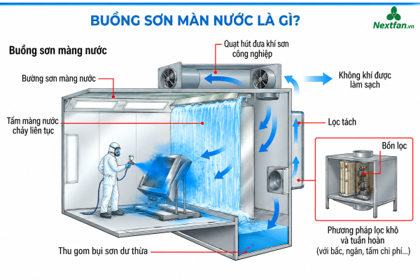 Buồng phun sơn màng nước 3 cấu tạo buồng phun sơn màng nước