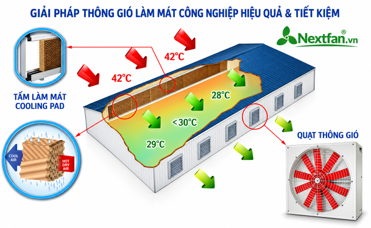 sơ đồ tính lưu lượng gió thông gió nhà xưởng