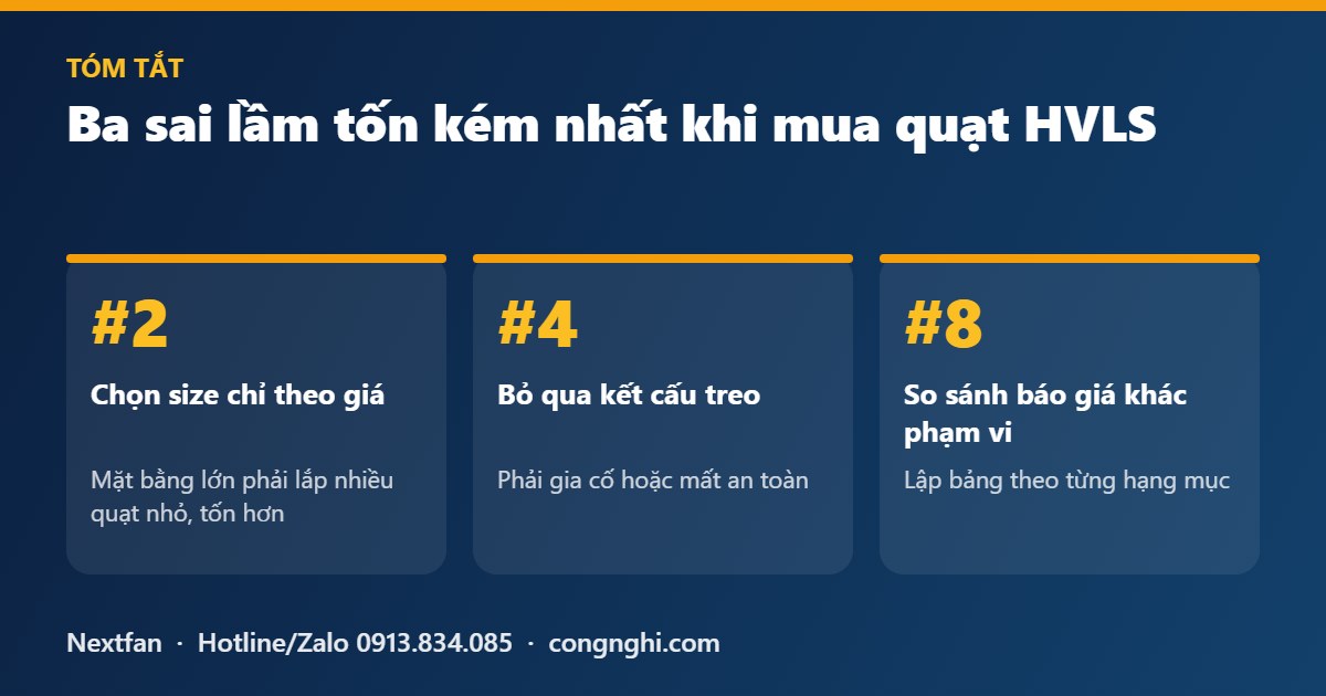 Ba sai lầm tốn kém nhất khi chọn mua quạt trần HVLS