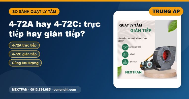 So sánh quạt ly tâm 4-72A trực tiếp và 4-72C gián tiếp