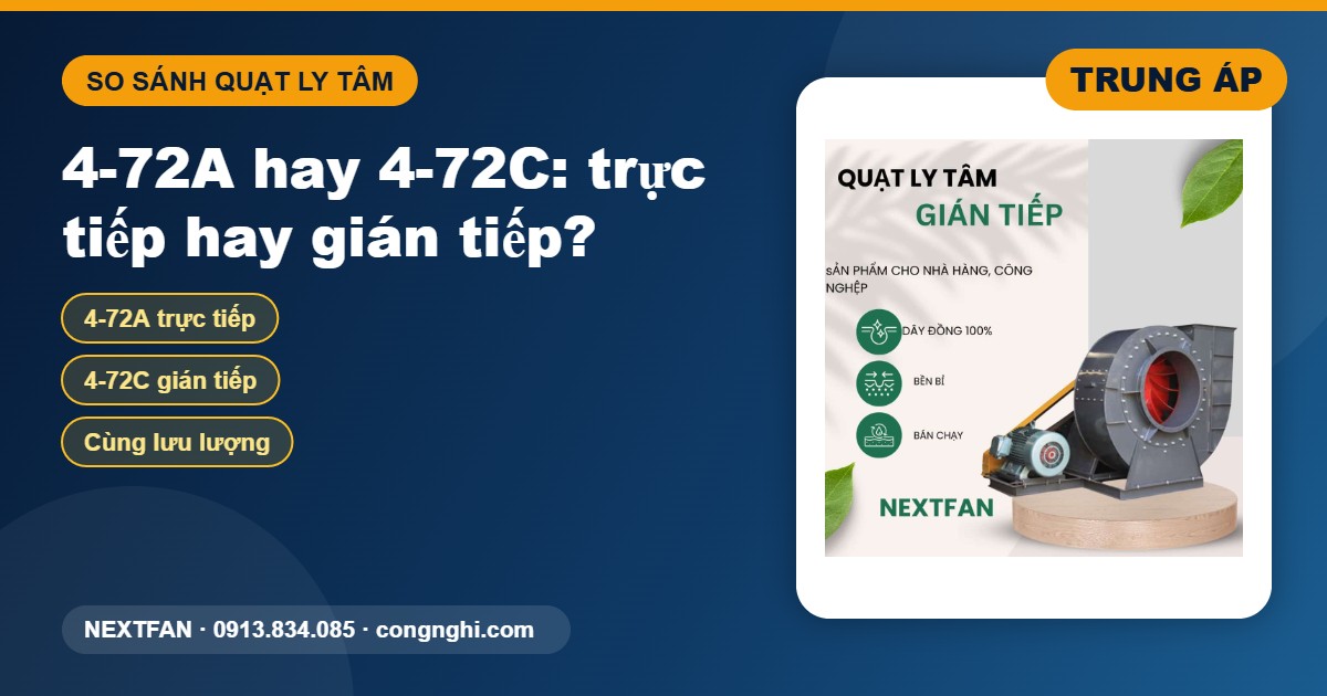 So sánh quạt ly tâm 4-72A trực tiếp và 4-72C gián tiếp