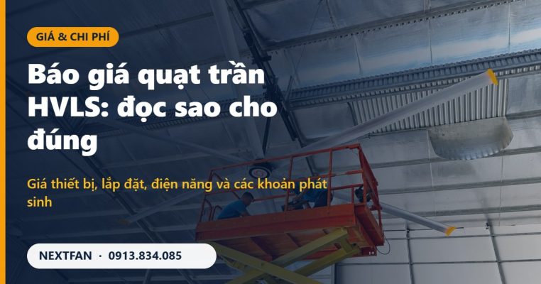 Lắp đặt quạt trần công nghiệp HVLS Nextfan bằng xe nâng người