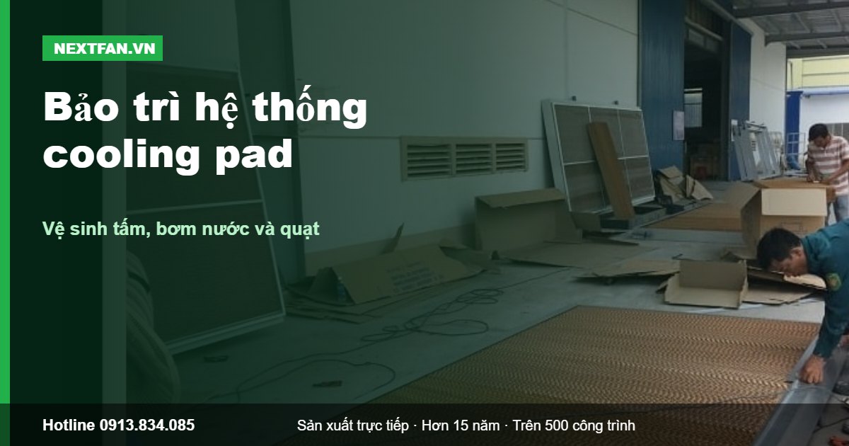 Bảo trì hệ thống cooling pad: vệ sinh tấm, bơm nước và quạt